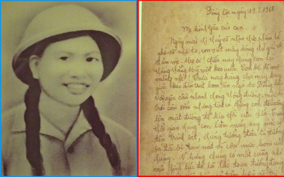 Bức thư của chị Võ Thị Tần viết gửi mẹ trước khi hy sinh 5 ngày. Ảnh: internet