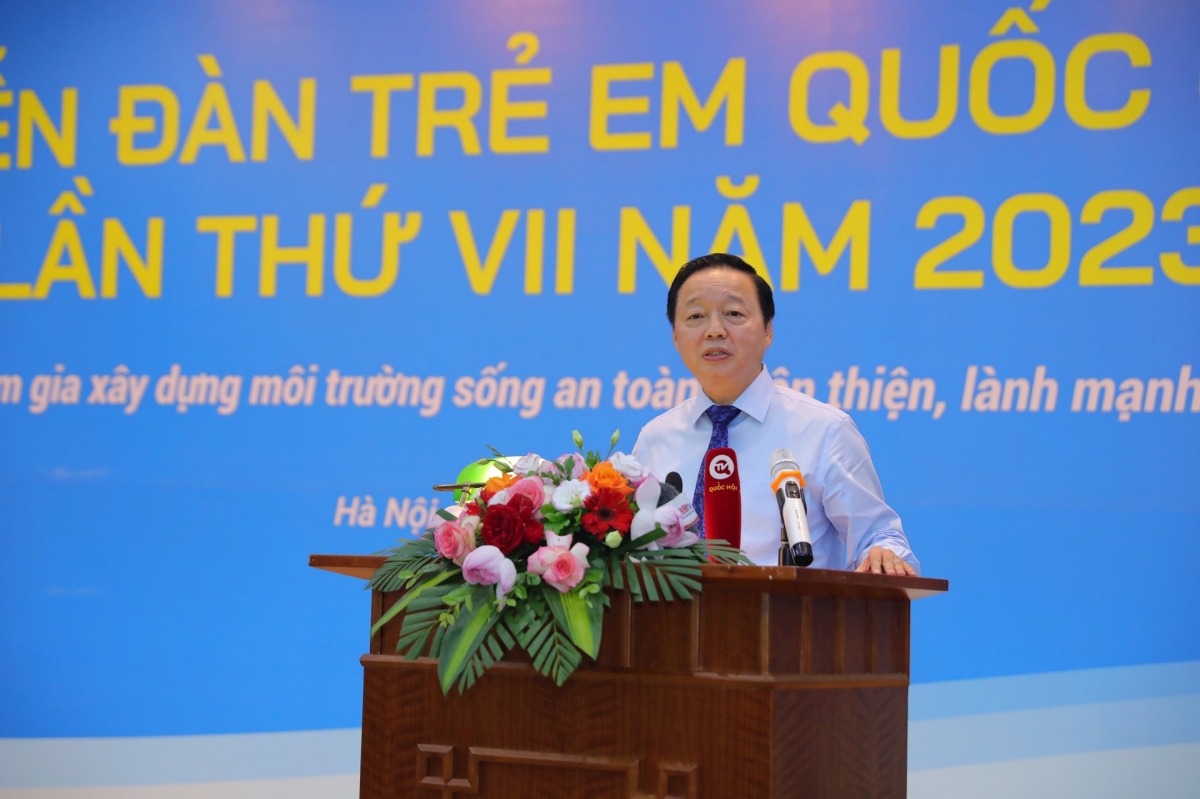 Phó Thủ tướng Chính phủ Trần Hồng Hà phát biểu tại Diễn đàn trẻ em quốc gia lần thứ VII năm 2023