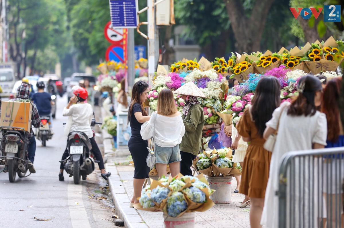 Những ngày đầu thu, rất nhiều bạn trẻ tìm tới phố Phan Đình Phùng, Thụy Khuê... chụp hình cùng xe chở hoa.