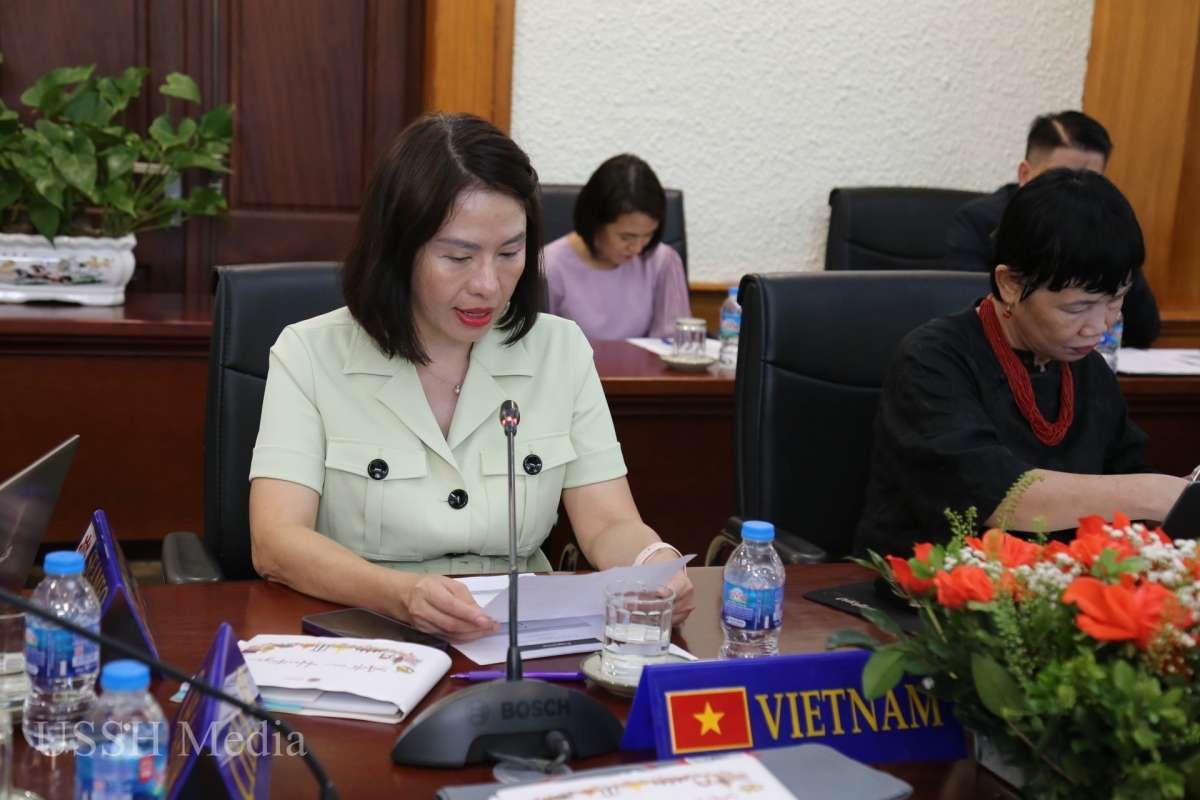 Phó Cục trưởng Cục Hợp tác quốc tế, Bộ Giáo dục và Đào tạo Nguyễn Thị Thanh Minh phát biểu