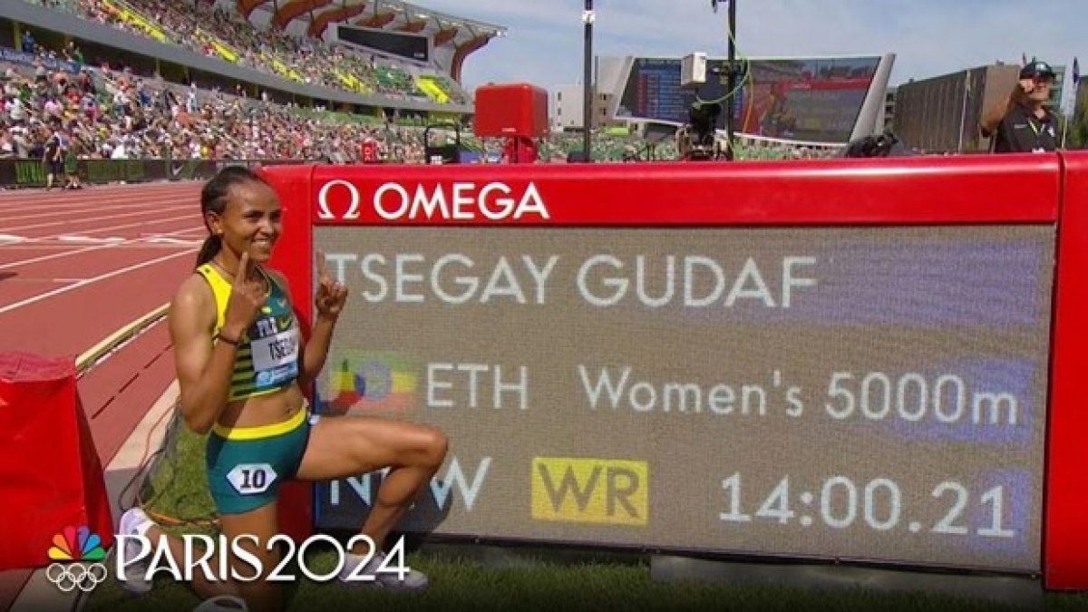 Vận động viên Gudaf Tsegay phá kỷ lục thế giới với thành tích 14 phút 00,21 giây. (Nguồn: Reddit)