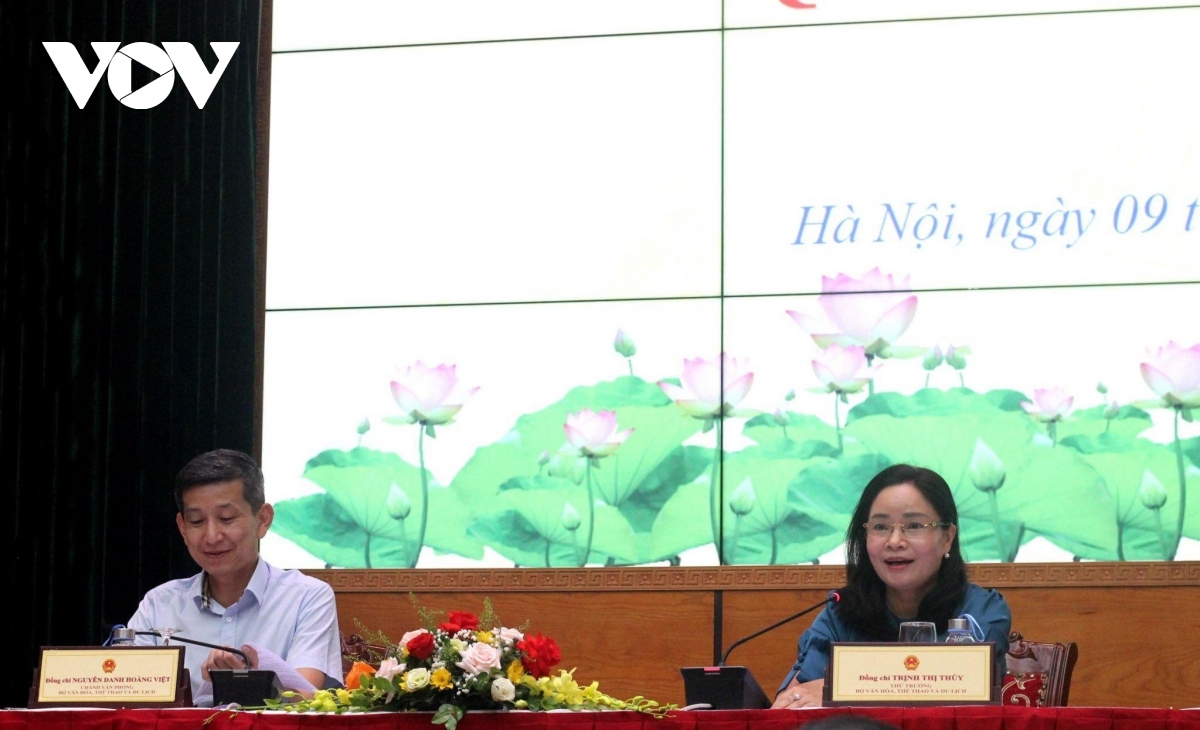 Thứ trưởng Bộ VHTT&amp;DL Trịnh Thị Thuỷ chủ trì họp báo