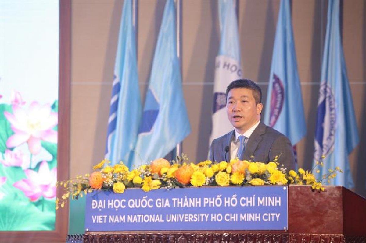 Ông Phan Anh Sơn, Chủ tịch Liên hiệp các tổ chức hữu nghị Việt Nam phát biểu tại vòng thi Chung kết