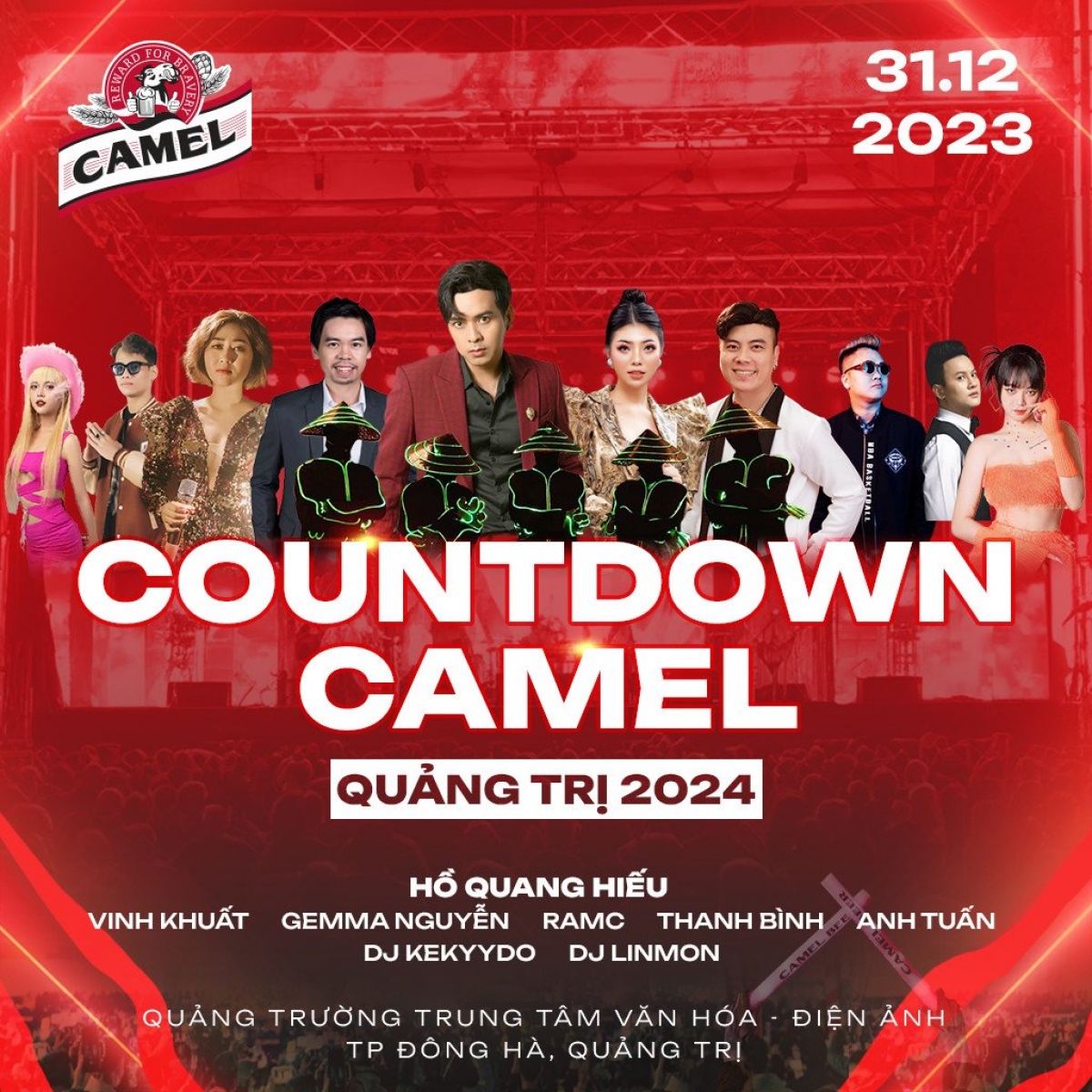 Countdown Quảng Trị 2024 có sự hiện diện của nhiều ca sĩ trẻ cả trong và ngoài nước. Ảnh: BTC