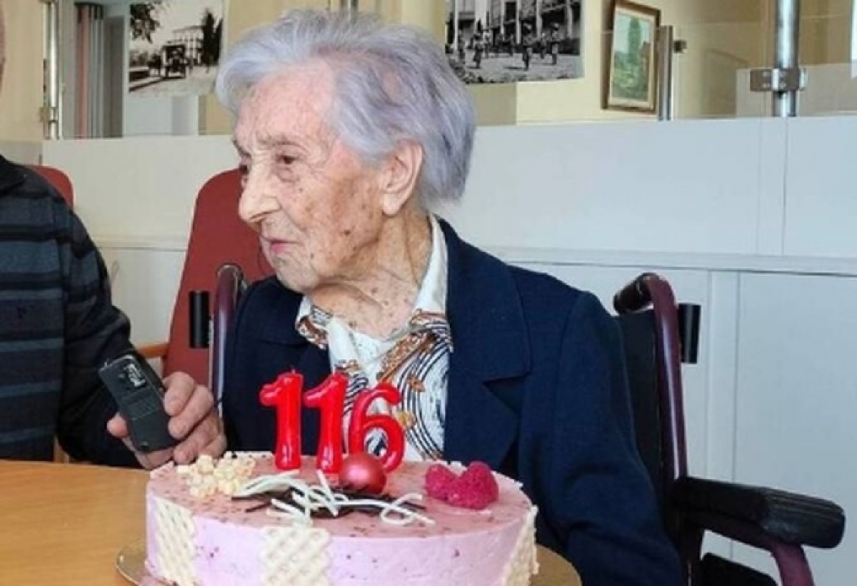 Maria Branyas Morera trong ngày sinh nhật lần thứ 116 (năm 2023)