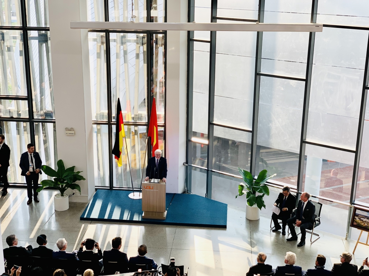 Tổng thống Frank- Walter Steinmeier phát biểu tại trường Đại học Việt Đức 