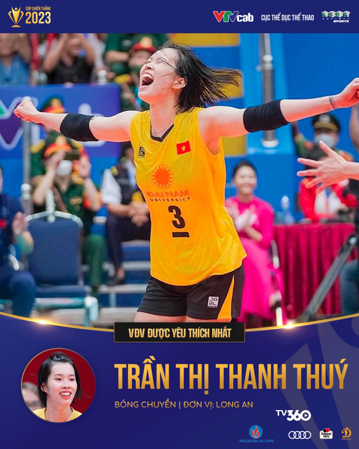 Tuyển thủ Trần Thị Thanh Thúy là Nữ VĐV của năm và VĐV được yêu thích nhất