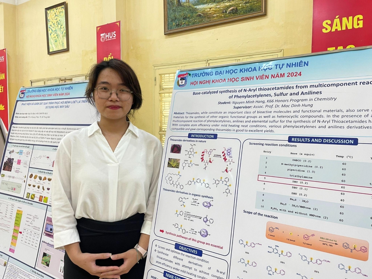 Nguyễn Minh Hằng, sinh viên K66, khoa Hóa học đã xuất sắc đạt 2 giải Nhất 