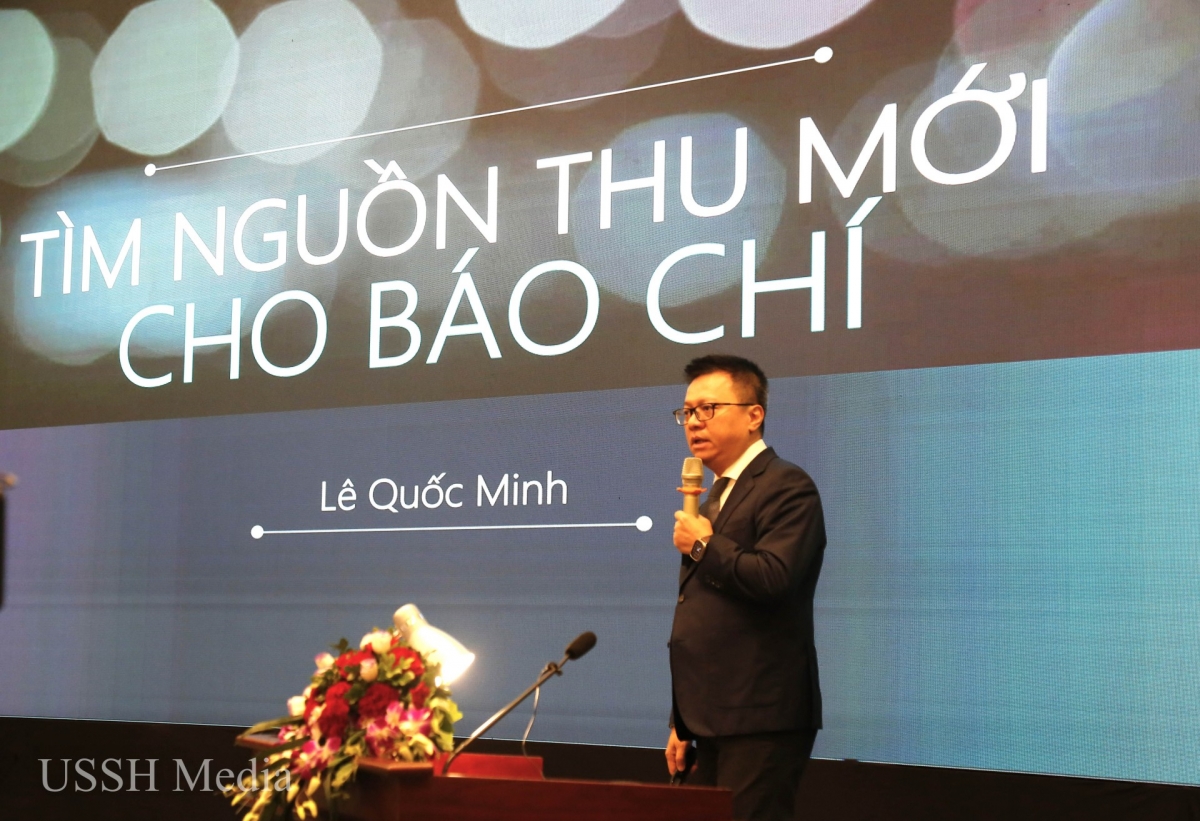 Nhà báo Lê Quốc Minh - Ủy viên Trung ương Đảng, Chủ tịch Hội Nhà báo Việt Nam, Tổng biên tập Báo Nhân dân chia sẻ bức tranh tổng thể về doanh thu của các đơn vị báo chí