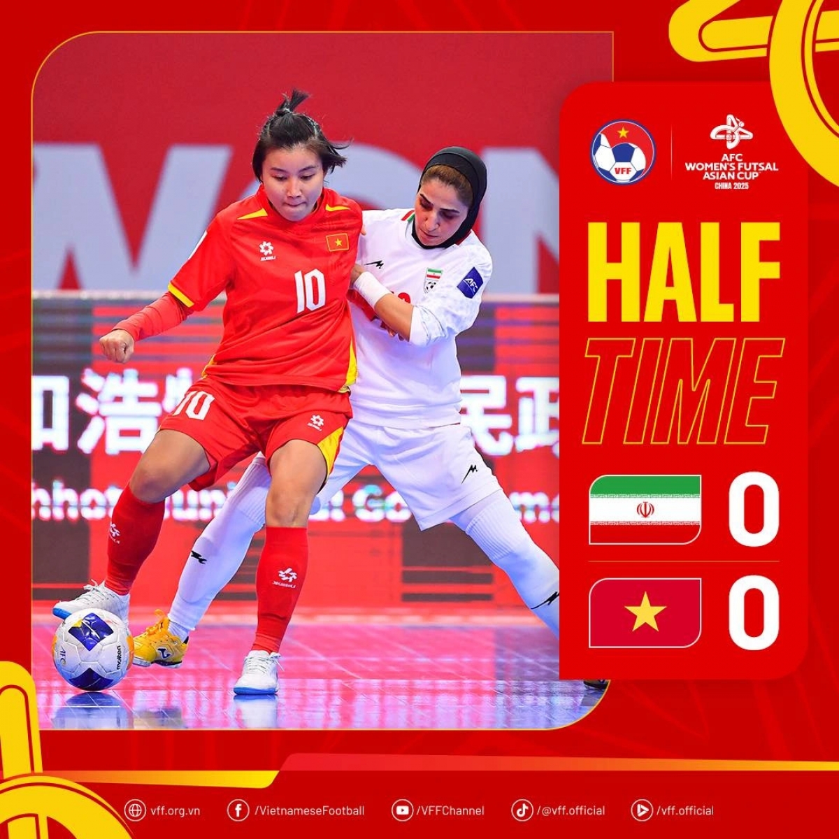 Tuyển nữ Việt Nam hòa 0-0 với nữ Iran ở lượt trận cuối.
Ảnh: VFF