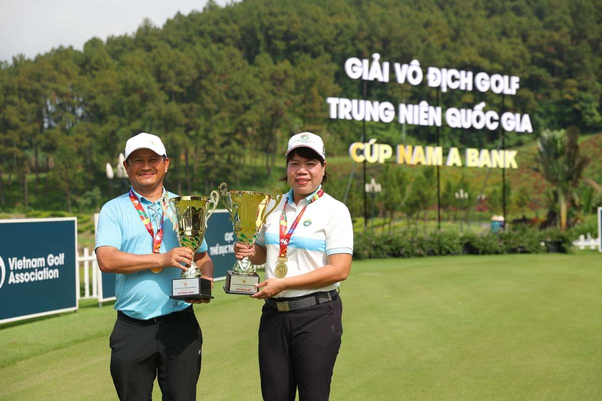 Hai nhà vô địch nam - nữ của giải golf trung niên quốc gia 2025 (ảnh: VGA)