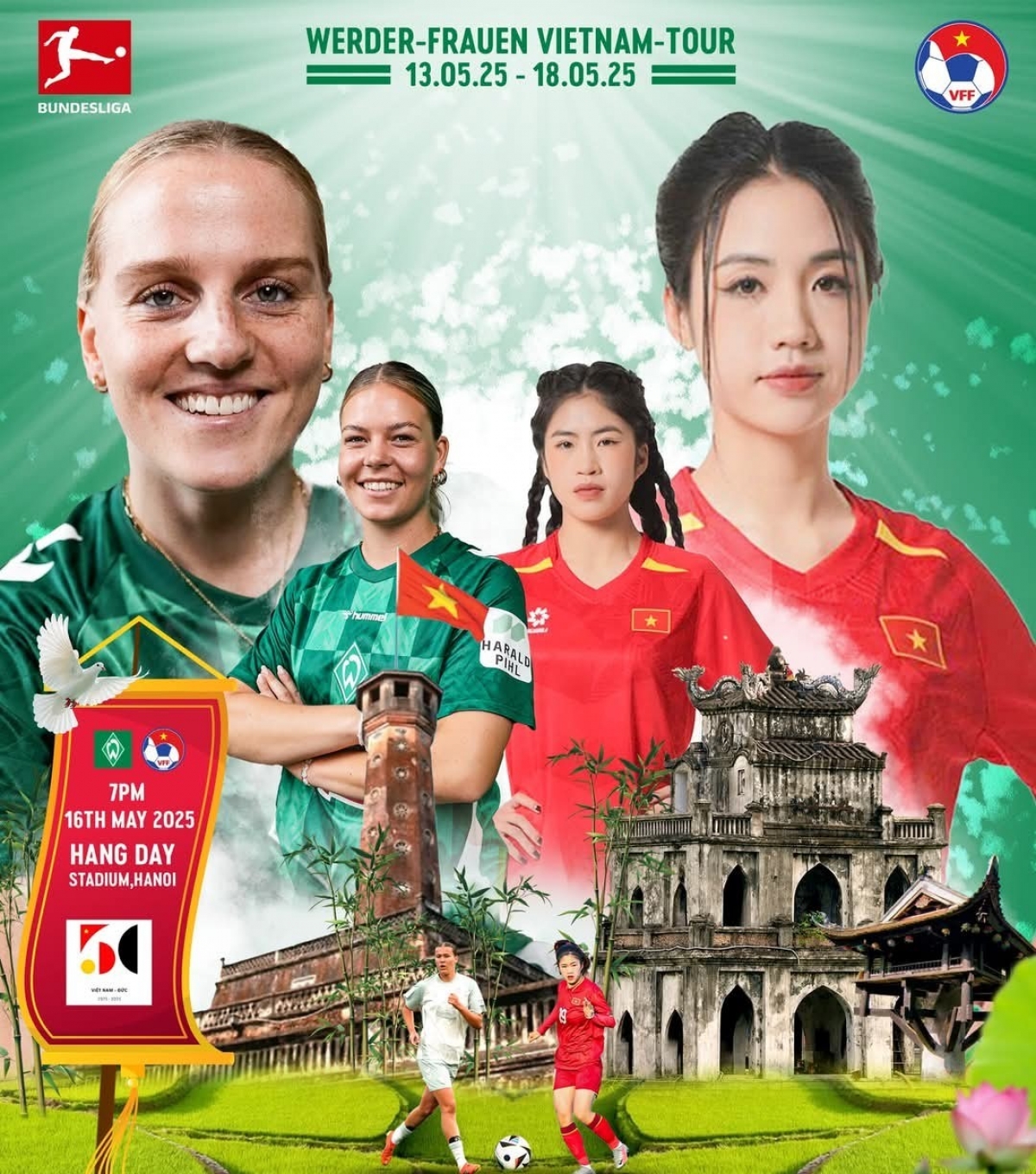 Trận cầu rất được chờ đợi tại sân Hàng Đẫy (Ảnh: CLB Werder Bremen)