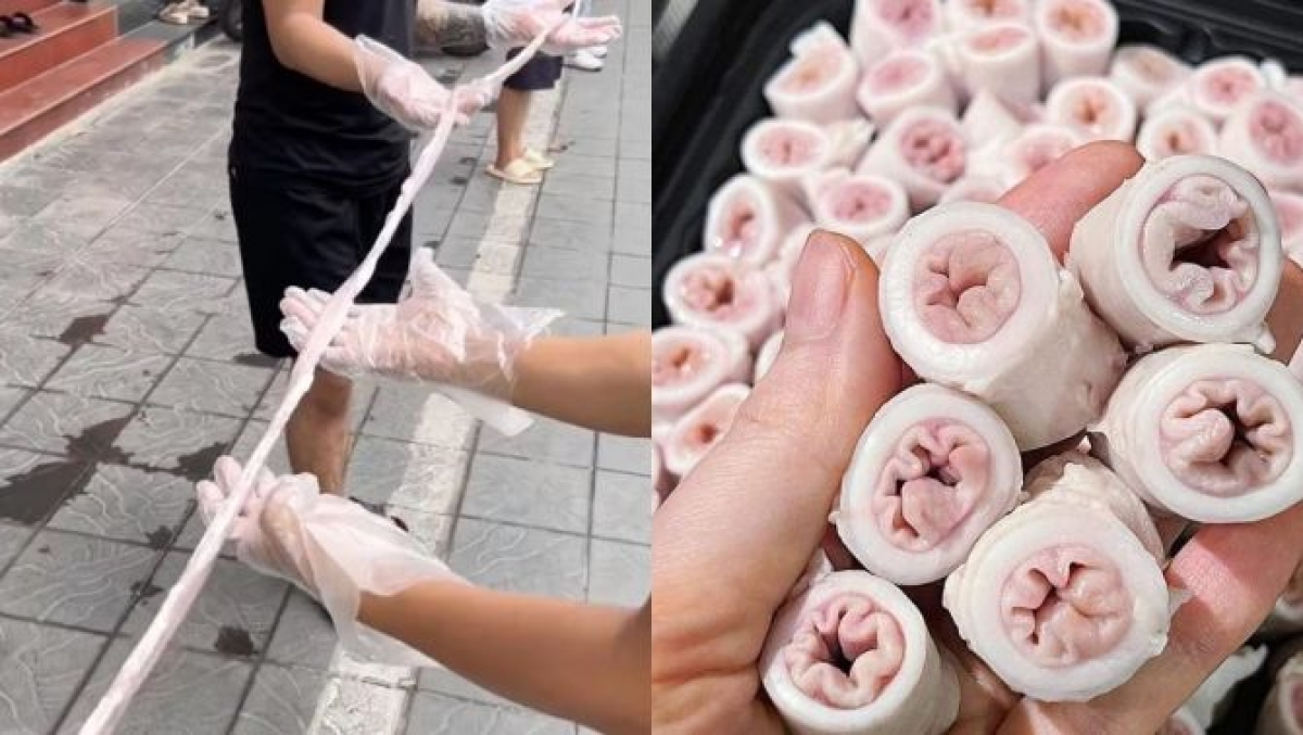 Một tiktoker khoe sở hữu bộ lòng se điếu có chiều dải 40 m trên mạng xã hội Ảnh: KT