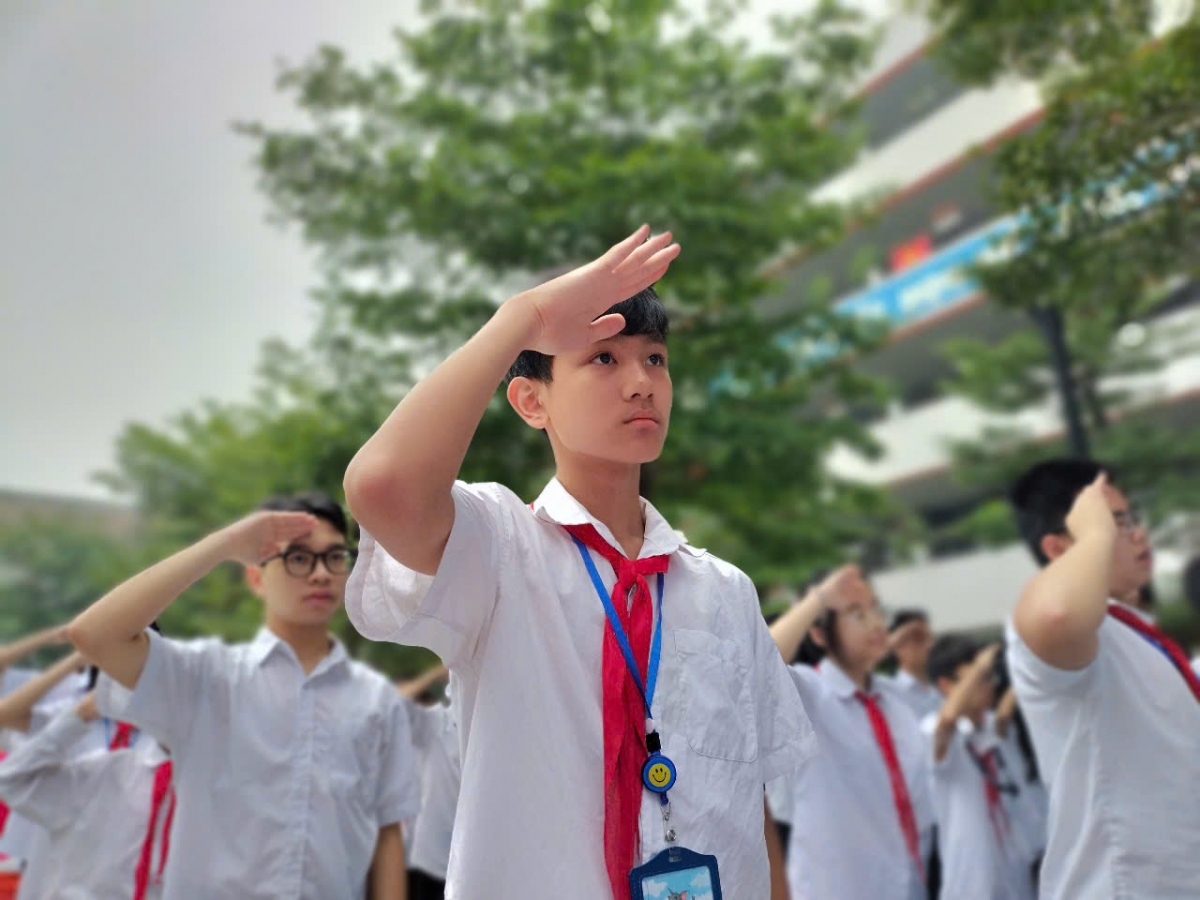 Học sinh dự lễ bế giảng năm học (Ảnh: P/V)