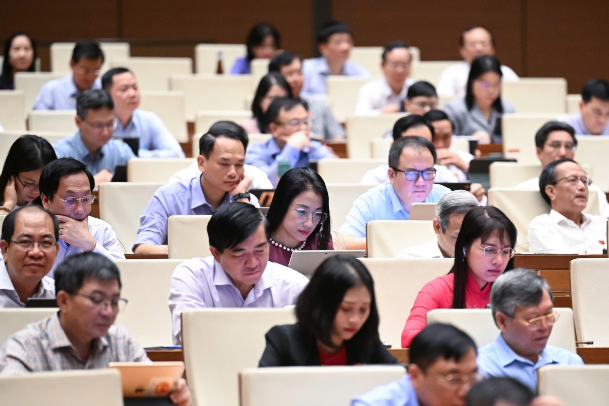 Sáng 28/5, Quốc hội thảo luận ở hội trường về dự án Luật sửa đổi, bổ sung một số điều của Luật Quy hoạch. Ảnh: quochoi.vn