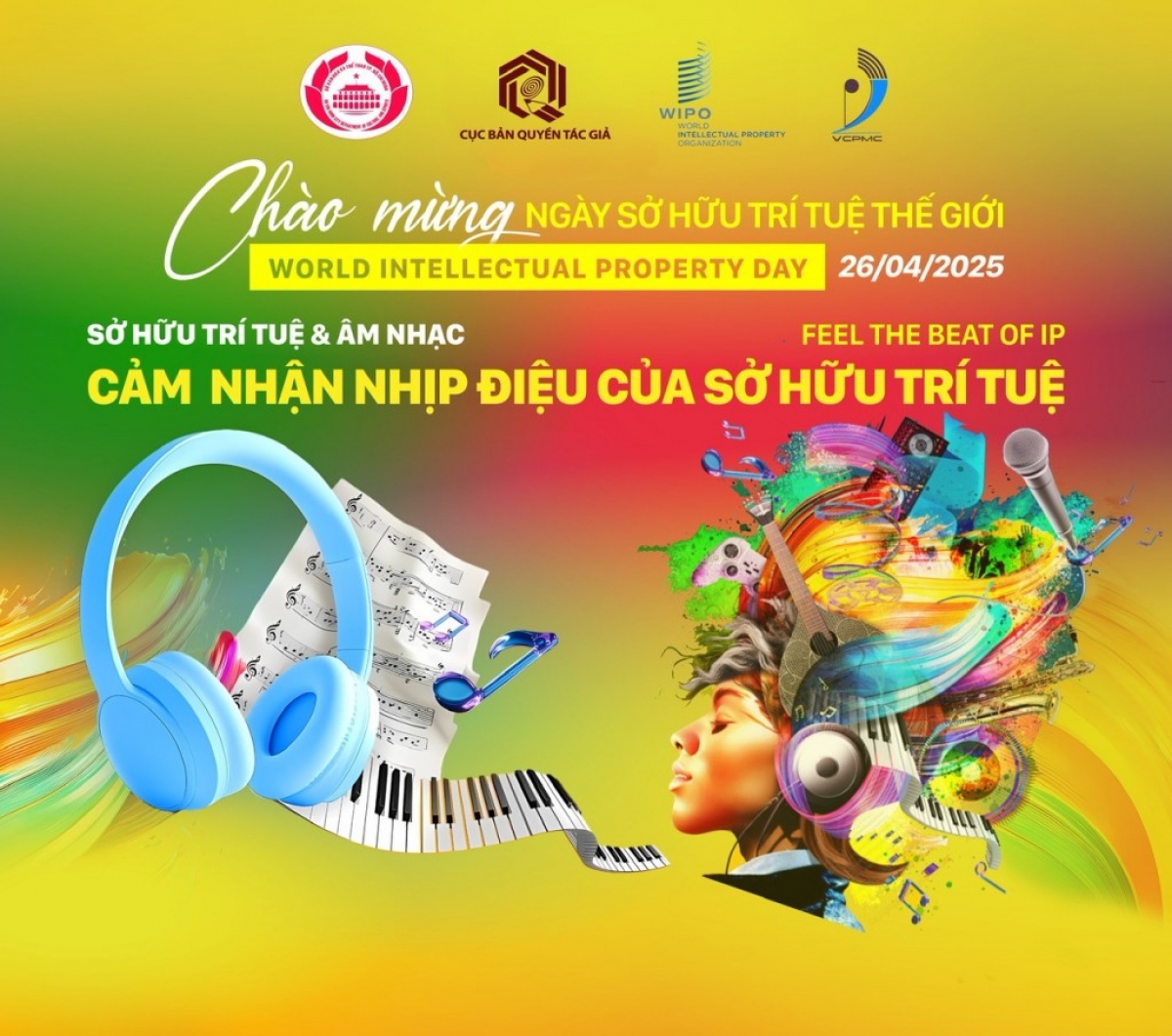 Chủ đề “Sở hữu trí tuệ và Âm nhạc: Cảm nhận nhịp điệu của Sở hữu trí tuệ” nhấn mạnh vai trò của âm nhạc - một ngành công nghiệp văn hóa cốt lõi trong phát triển kinh tế sáng tạo. (Ảnh: BTC)