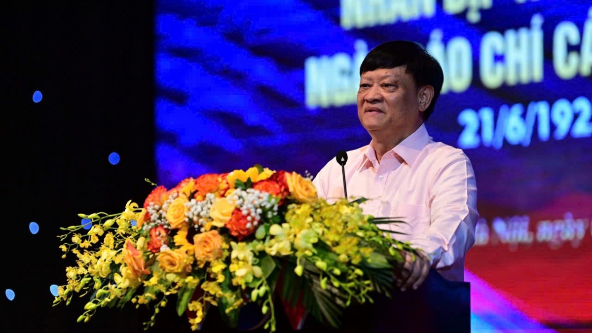 Giáo sư, Tiến sĩ Vũ Văn Hiền, nguyên Ủy viên Trung ương Đảng, nguyên Tổng Giám đốc VOV chia sẻ tại buổi lễ