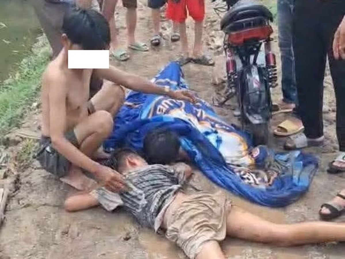 Hiện trường vụ điện giật tại xã Diễn Vạn, huyện Diễn Châu, tỉnh Nghệ An ngày 12/6. Ảnh: cắt từ clip