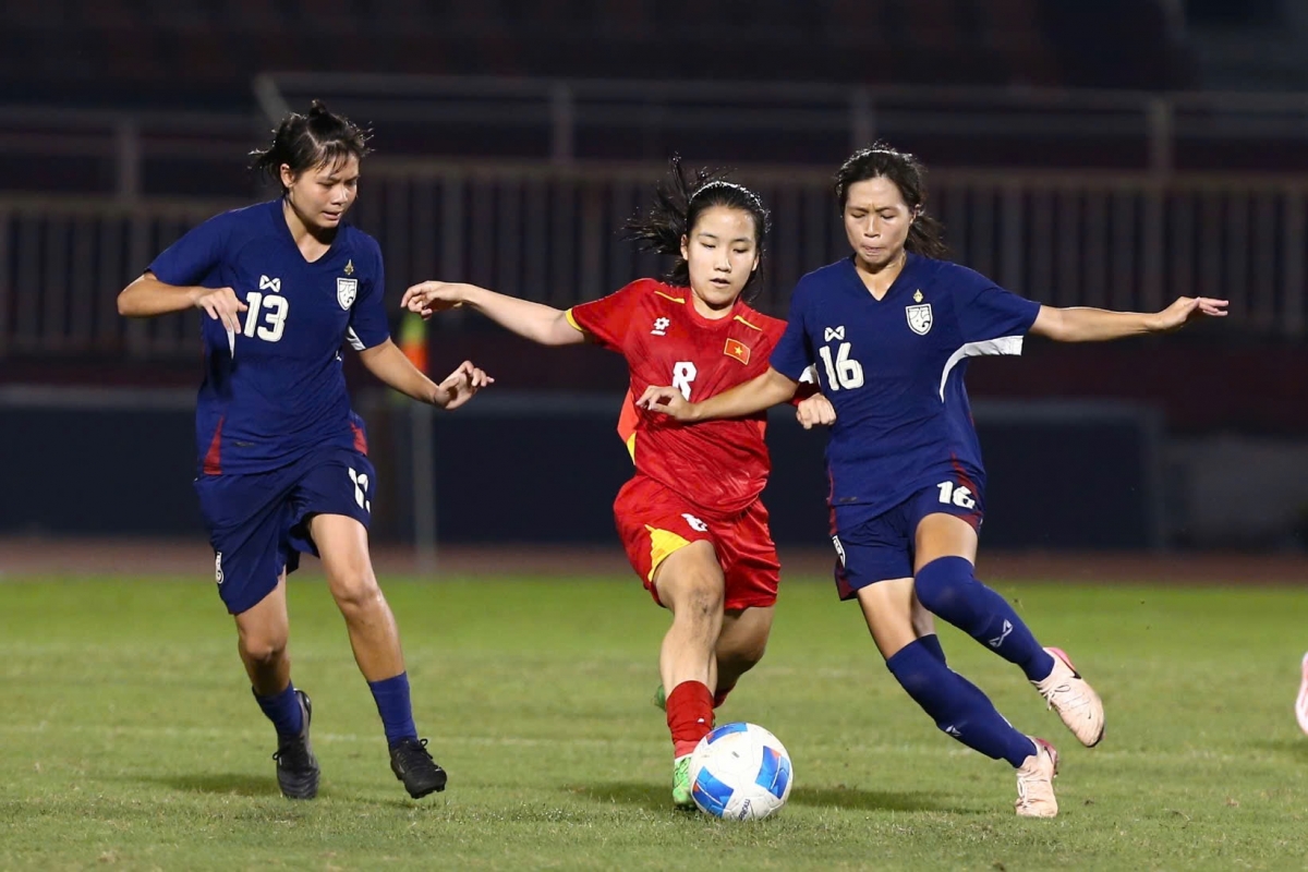 U19 nữ Việt Nam gặp nhiều khó khăn trước Thái Lan (Ảnh: VFF)