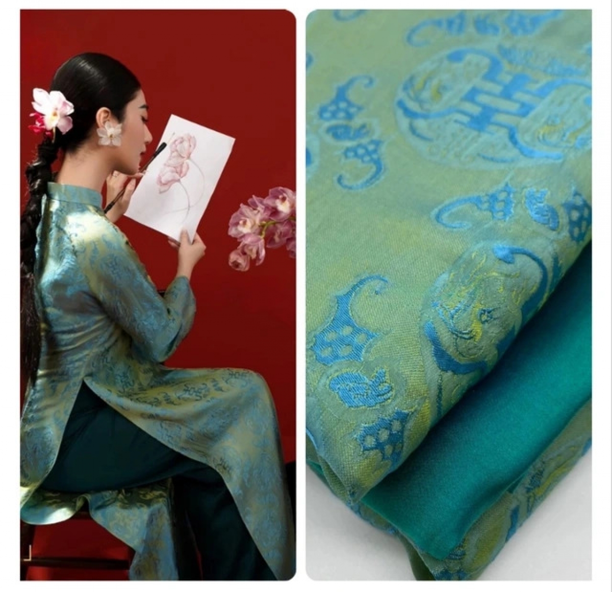Những tấm lụa Nha Xá với chất liệu 100% tơ tằm cùng màu sắc, hoa văn bắt mắt đã tạo được vị trí vững chắc trong thị trường thời trang nước nhà. Ảnh: Nha Xa Silk