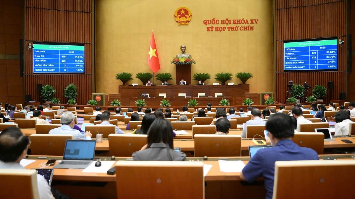 Quốc hội Biểu quyết thông qua Luật sửa đổi, bổ sung một số điều của Bộ luật Hình sự. Ảnh: quochoi.vn