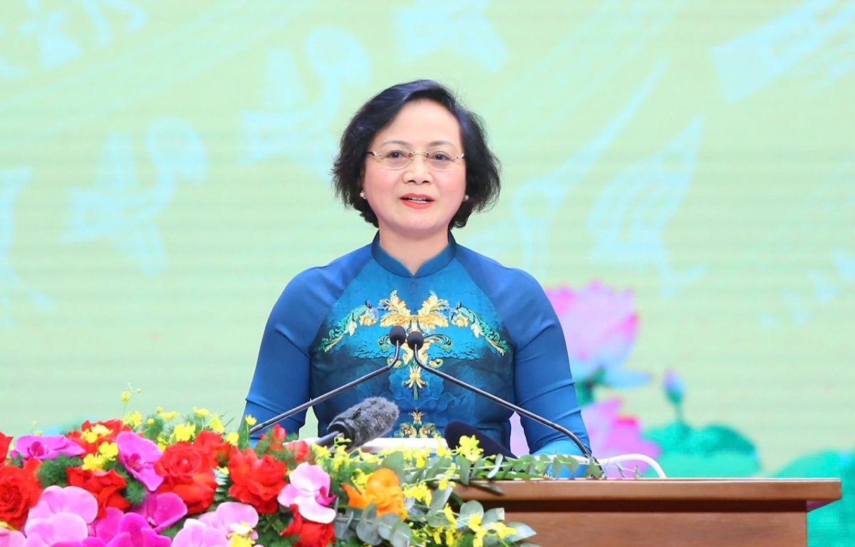 Bộ trưởng Bộ Nội vụ Phạm Thị Thanh Trà phát biểu tại hội nghị - nguồn (Ảnh: BTC Hội nghị)