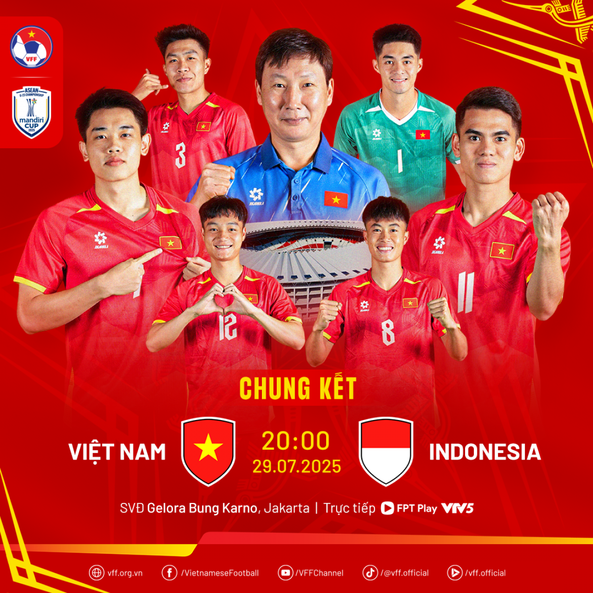 Tuyển 23 Việt Nam có lần thứ 3 liên tiếp vào chung kết giải đấu (ảnh: VFF)