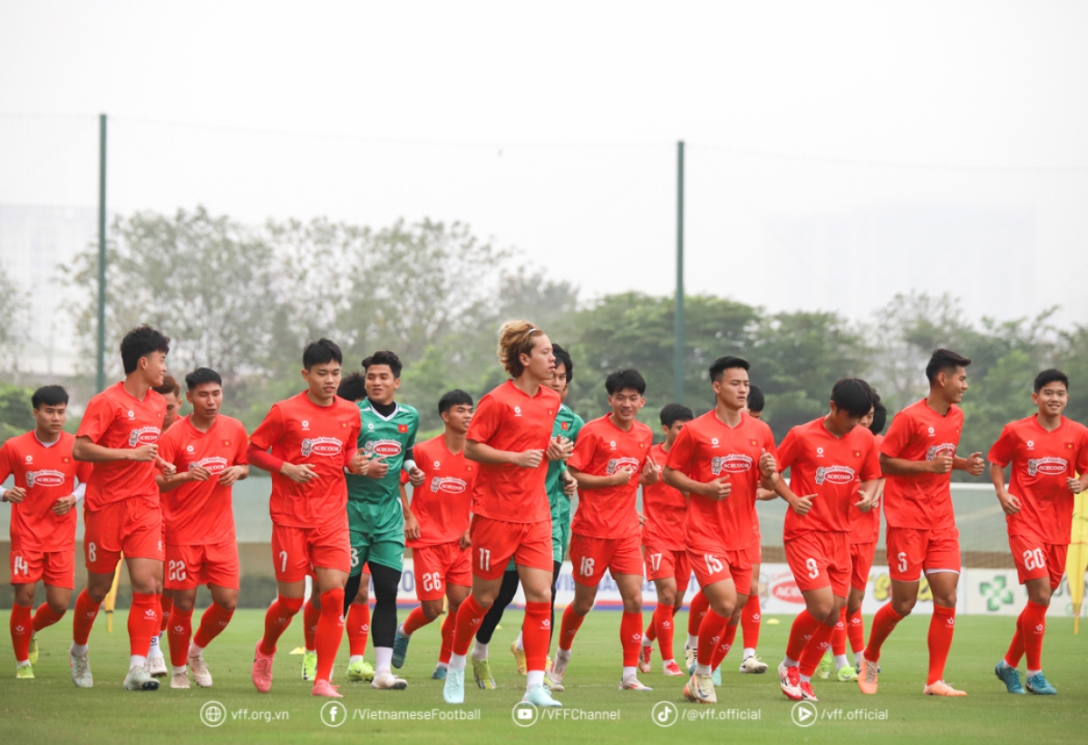 Đội tuyển U22 Việt Nam tập luyện hướng tới Giải vô địch U23 Đông Nam Á 2025 (Ảnh: VFF)