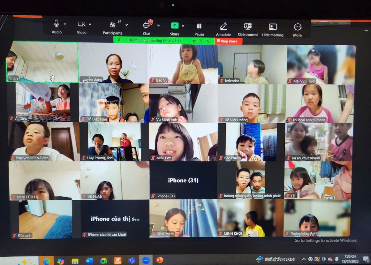 Lớp học trực tuyến của cô giáo Mỹ Dung diễn ra buổi tối thu hút học sinh không chỉ ở Nhật Bản mà còn từ nhiều quốc gia khác như Đức, Hàn Quốc, Australia... (Ảnh: NVCC)