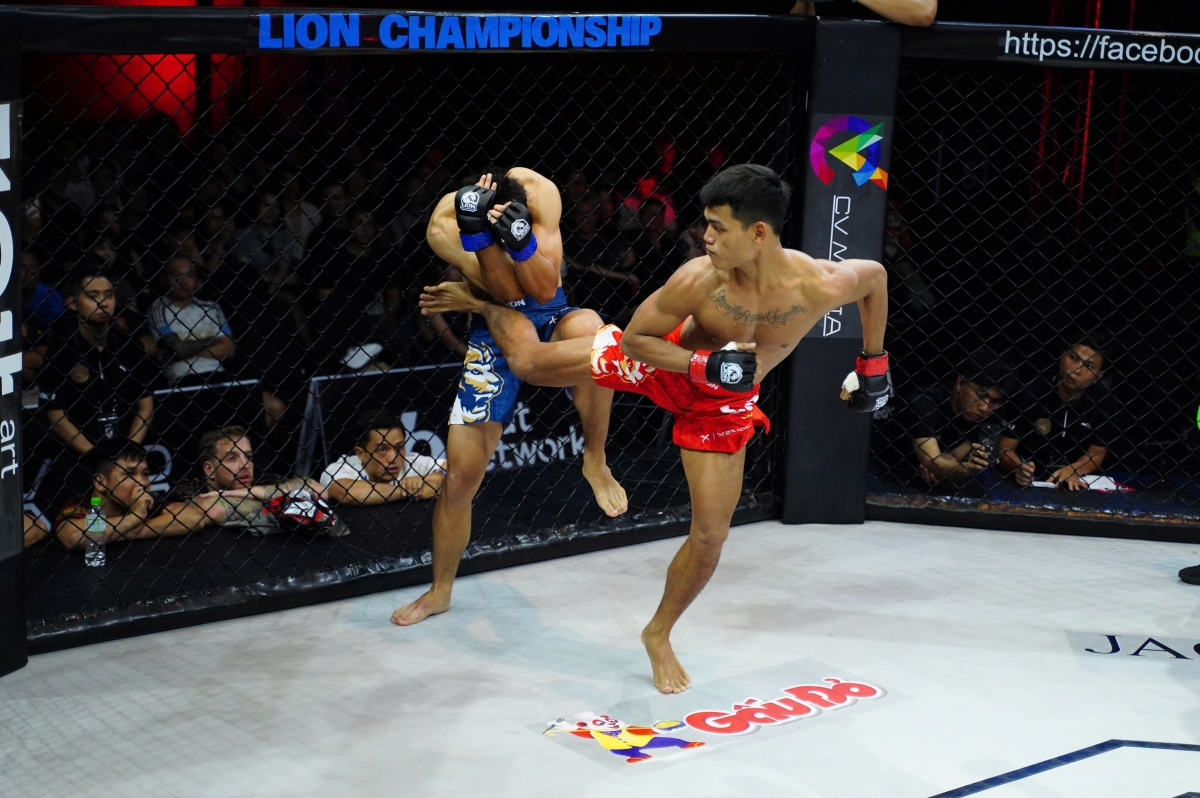 Pha ra đòn duy nhất mang lại chiến thắng chớp nhoáng cho Danh Quốc ở trận MMA Pro 60kg
(ảnh: VMMAF)