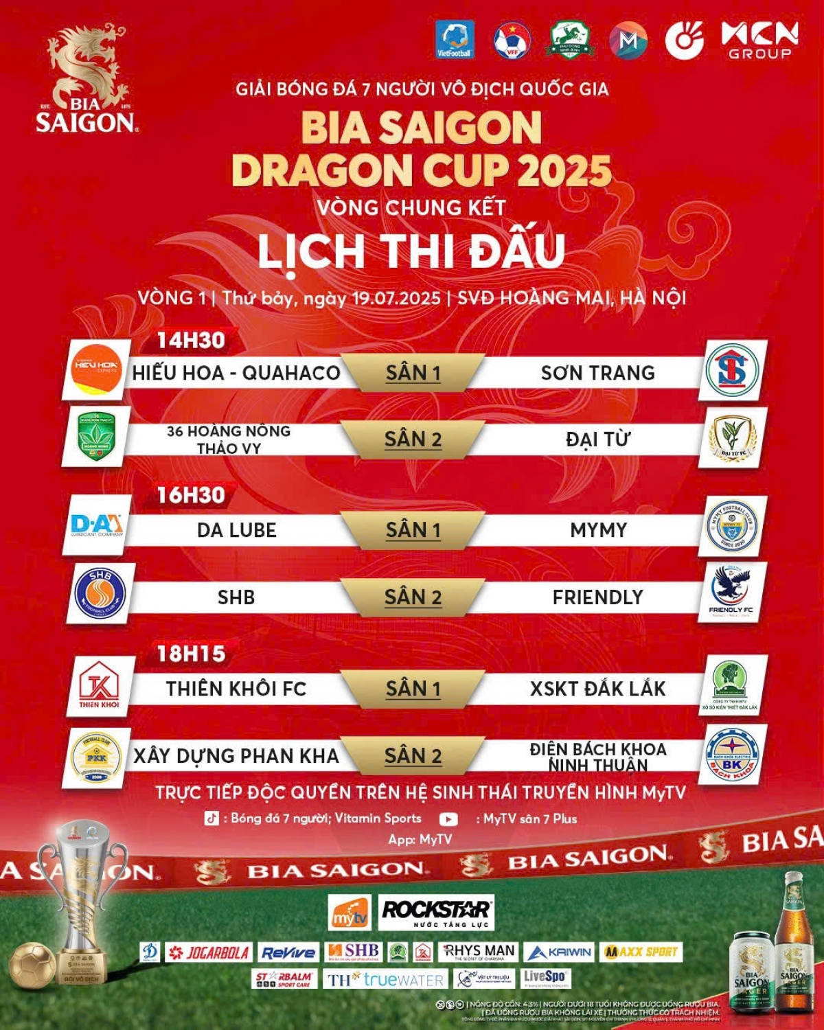 Lịch thi đấu lượt trận đầu tiên VCK giải bóng đá 7 người VĐQG 2025 (ảnh: Vietfootball)