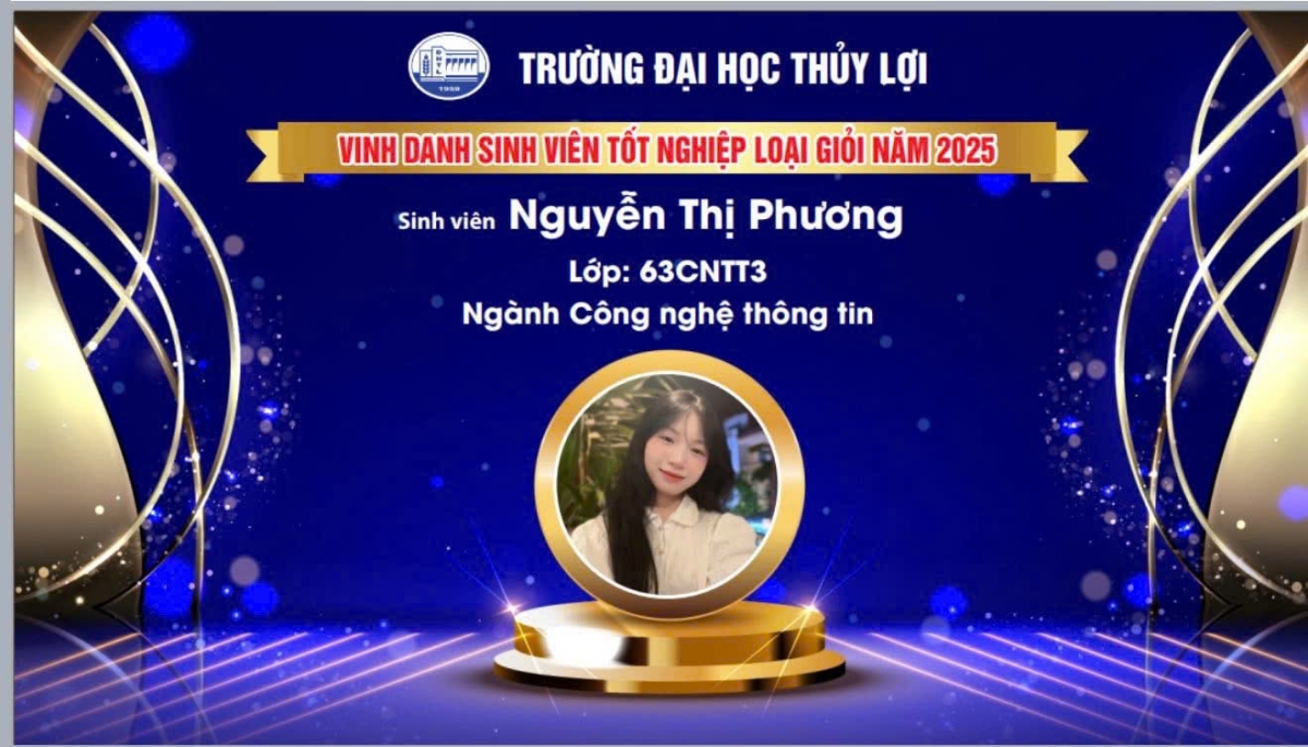 Nguyễn Thị Phương - 1 trong số những sinh viên được nhận bằng giỏi (Ảnh: TLU)