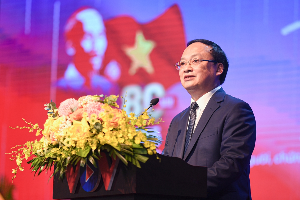 Ông Đỗ Tiến Sỹ, Ủy viên Trung ương Đảng, Ủy viên Ban Chấp hành Đảng bộ Chính phủ, Bí thư Đảng ủy, Tổng Giám đốc Đài Tiếng nói Việt Nam phát biểu tại sự kiện.