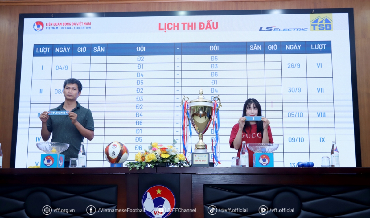 Bốc thăm xếp lịch thi đấu giải bóng đá nữ VĐQG - cúp Thái Sơn Bắc 2025 (ảnh: VFF)