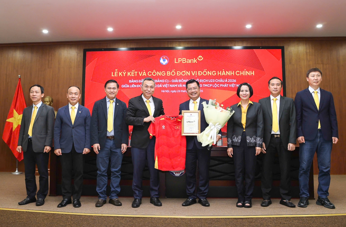 LPBank với vai trò Đơn vị đồng hành chính Bảng đấu loại Giải U23 châu Á 2026 tại Việt Nam (ảnh: VFF)