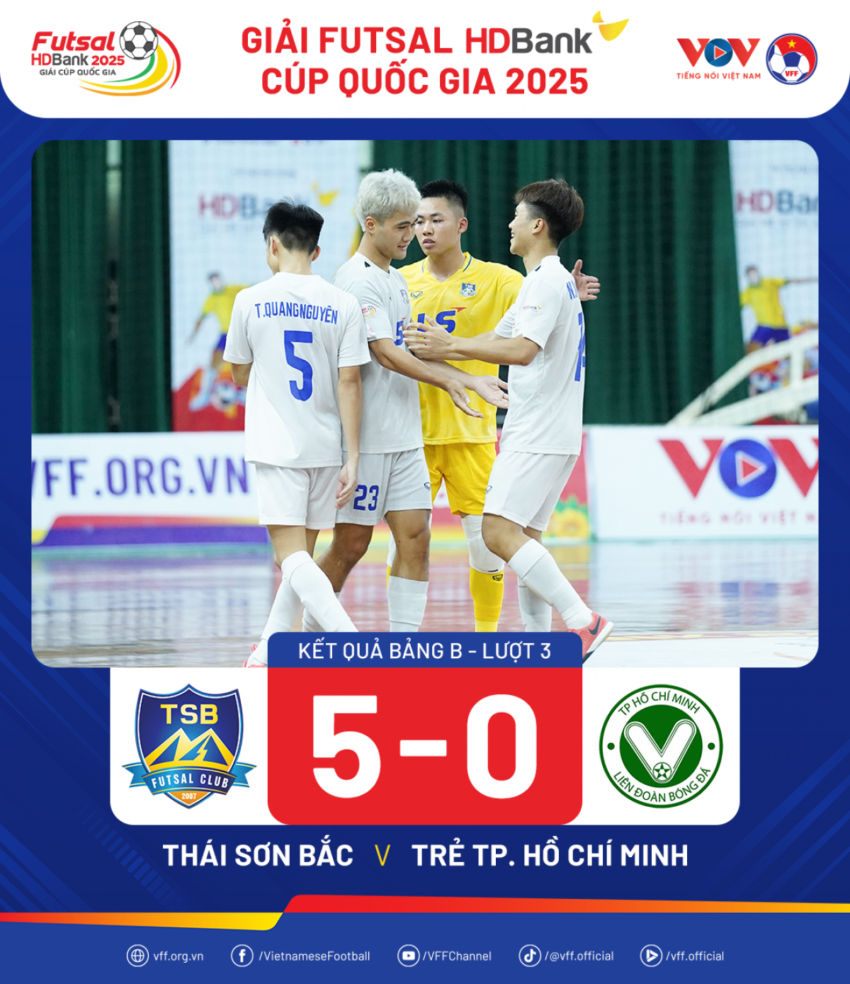 ĐKVĐ Thái Sơn Bắc dễ dàng đánh bại Trẻ TP.HCM 5-0 (ảnh VFF)