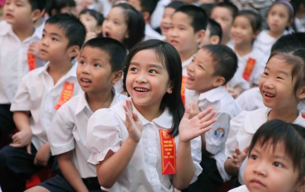 Học sinh trường Tiểu học Trần Quốc Toản, Hà Nội
(Ảnh: TTXVN)