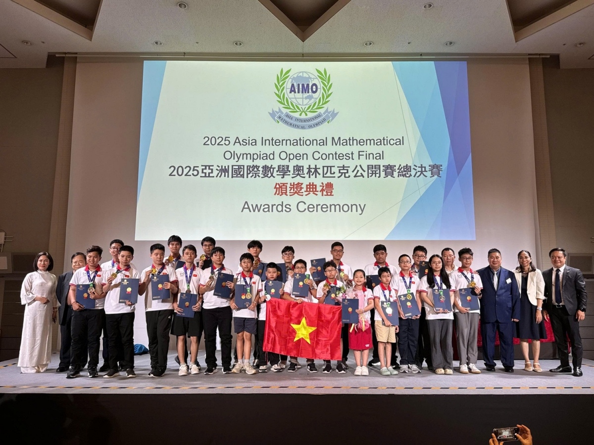 22 thí sinh Việt Nam giành 22 giải thưởng tại AIMO 2025 tổ chức tại Nhật Bản (Ảnh: BTC)