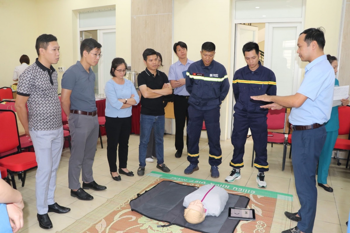 Các tình huống giả định được mô phỏng để học viên thực hành (Ảnh: Trường ĐH Y dược)