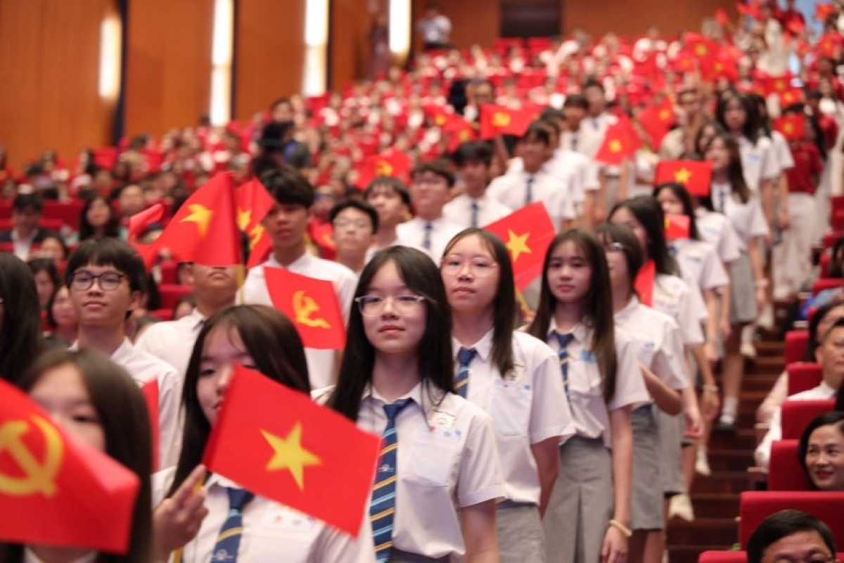 Học sinh tham dự Lễ khai giảng tại Trung tâm Hội nghị Quốc gia