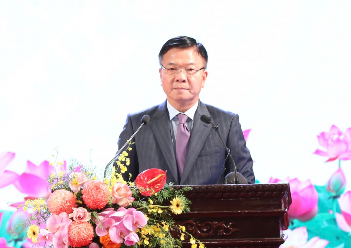 Phó Thủ tướng Chính phủ Lê Thành Long phát biểu tại Đại hội thi đua yêu nước Bộ Văn hóa - Thể Thao và Du lịch (Ảnh: Trần Huấn)