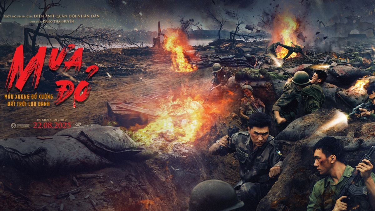 Poster bộ phim "Mưa đỏ". Ảnh: Đoàn làm phim cung cấp
