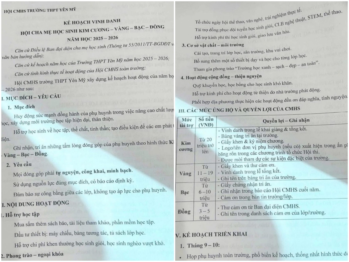 Kế hoạch vinh danh hội cha mẹ học sinh được chia sẻ trên mạng xã hội
(Ảnh: Chụp màn hình)