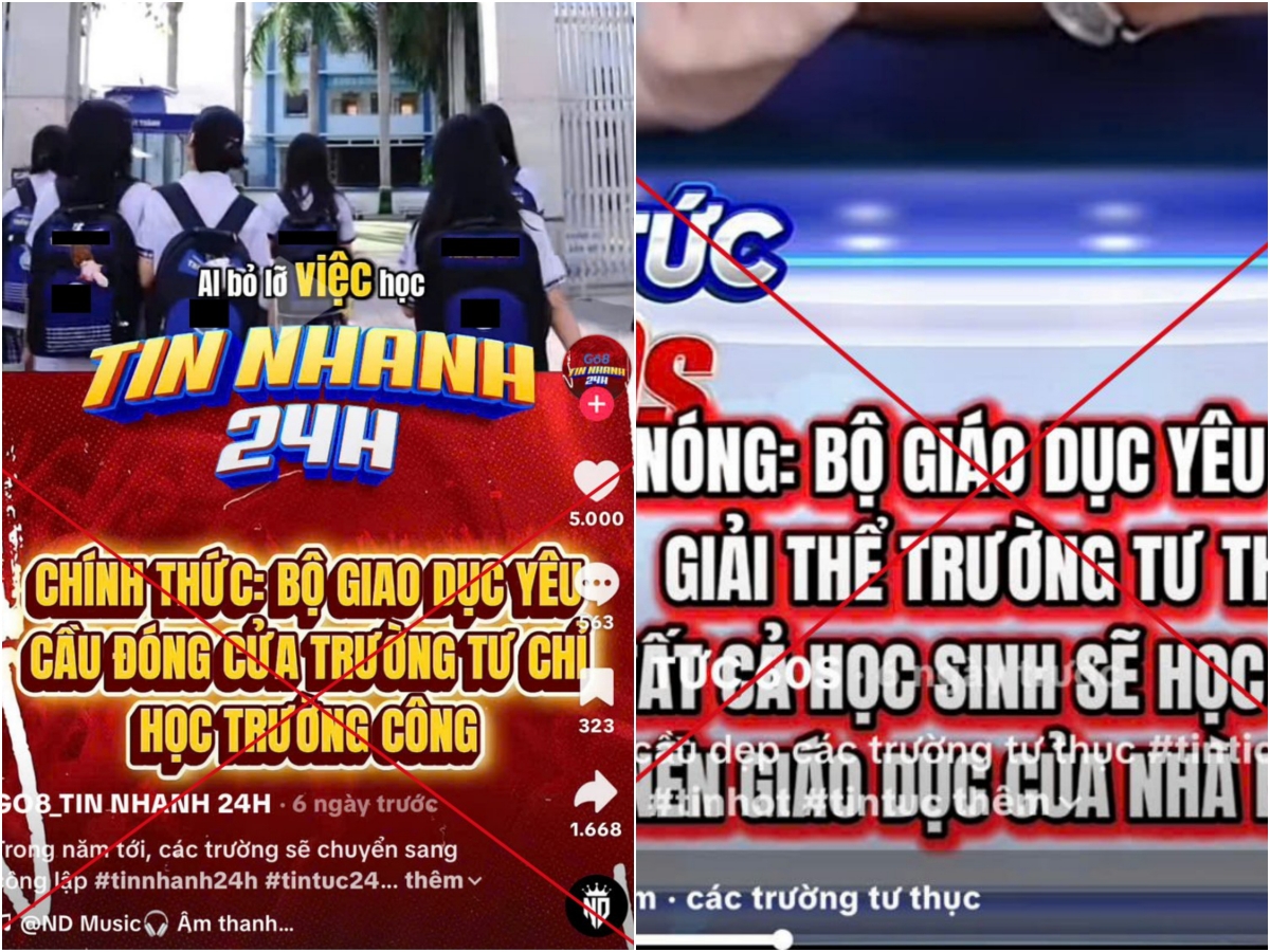 Một số tài khoản đăng tải các thông tin sai sự thật về các trường ngoài công lập sẽ bị đóng cửa 
(Ảnh: Bộ GD-ĐT cung cấp)