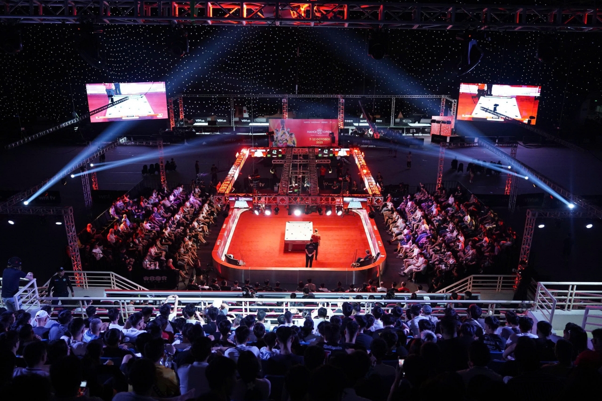 Hàng nghìn khán giả đã có mặt để theo dõi trận chung kết Hanoi Open Pool Championship 2025 (ảnh: BTC)