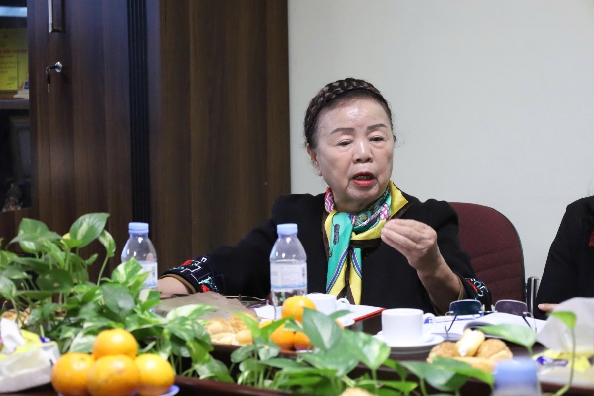 NSND Triệu Thủy Tiên, nguyên Trưởng đoàn Nghệ thuật tỉnh Lạng Sơn, Ủy viên Hội đồng Giám khảo Dân ca. Ảnh: VOV3