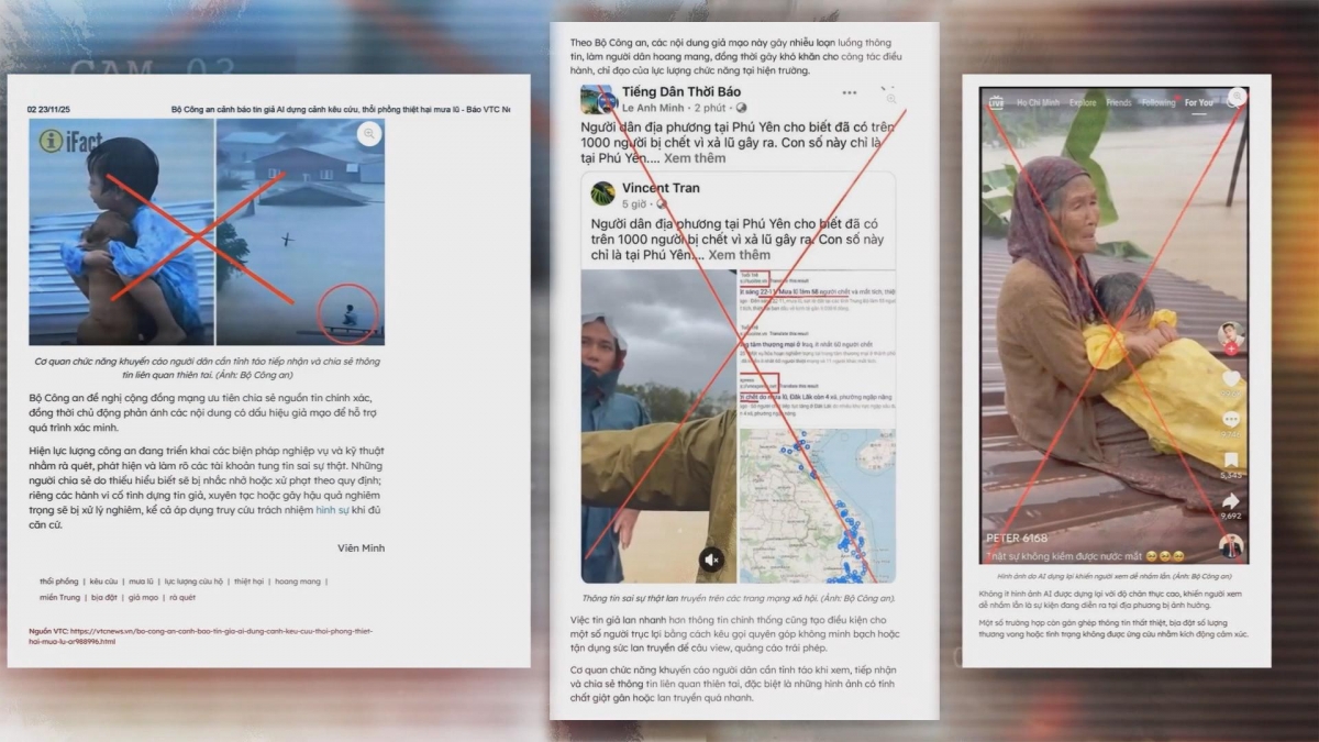 Theo Cục An ninh mạng và phòng, chống tội phạm sử dụng công nghệ cao, Bộ Công an, chỉ trong vài ngày vừa qua đã xuất hiện khoảng 5.000 tin giả về tình hình mưa lũ miền Trung được lan truyền trên mạng xã hội. Ảnh: htv.com.vn