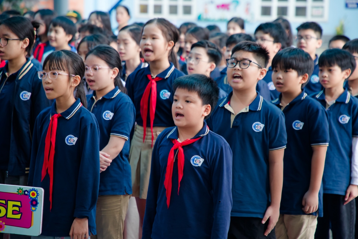 Học sinh trường Tiểu học Đoàn Thị Điểm, Hà Nội (Ảnh: fanfage của trường)