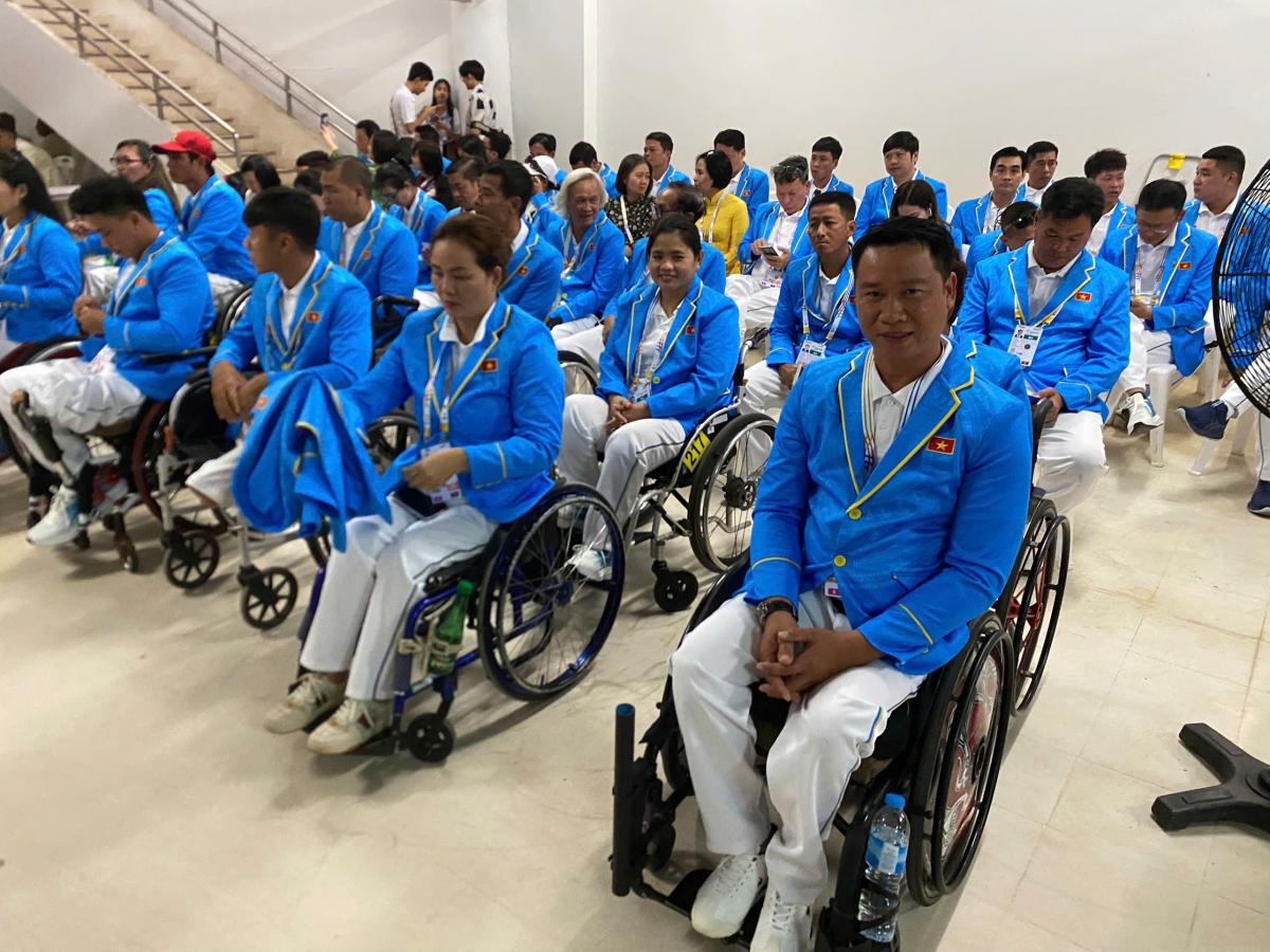 Các VĐV Việt nam tại buổi lể khai mạc Para Games 13. Ảnh: VIETNAM PARASPORT.