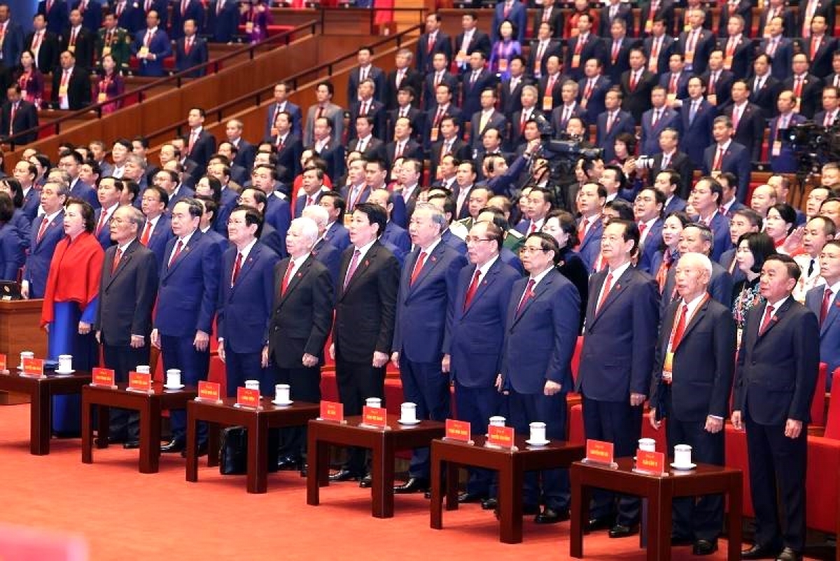 Sáng 20/01 Đại hội đại biểu toàn quốc lần thứ XIV của Đảng Cộng sản Việt Nam chính thức khai mạc tại Trung tâm Hội nghị Quốc gia, Hà Nội. Ảnh: TTXVN